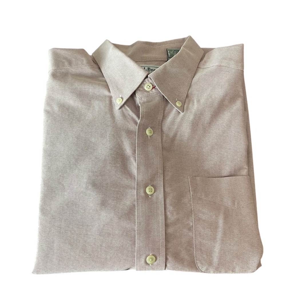 L.L. Bean Men's Wrinkle-Free Oxford Shirt Pink, Traditional Fit Size 17-34
